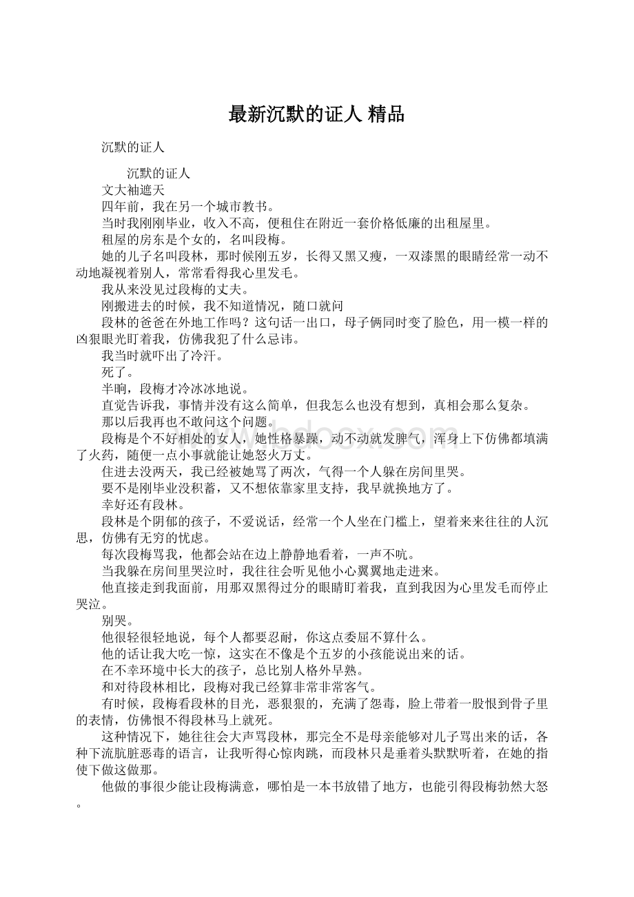 最新沉默的证人 精品Word格式.docx