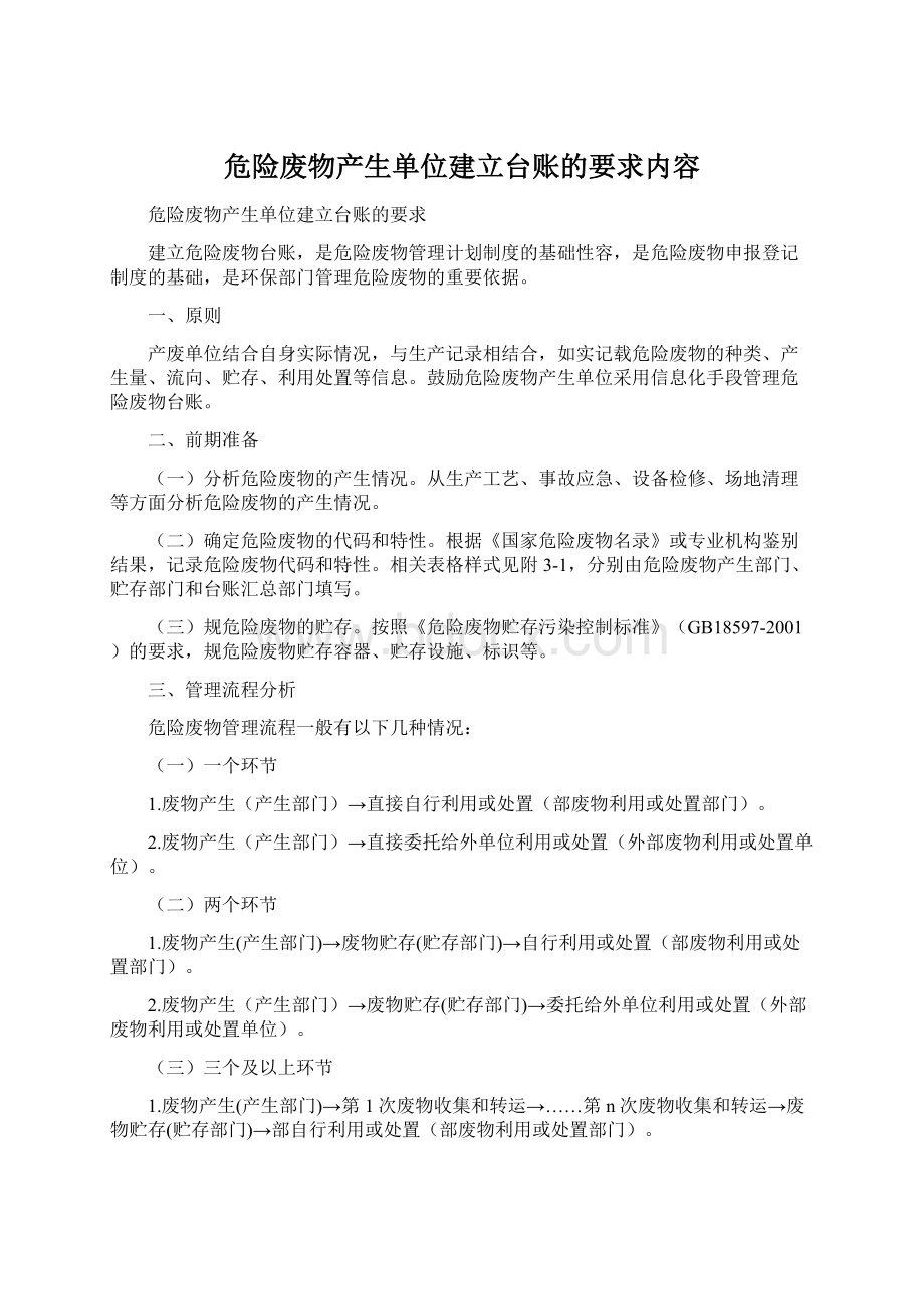 危险废物产生单位建立台账的要求内容.docx