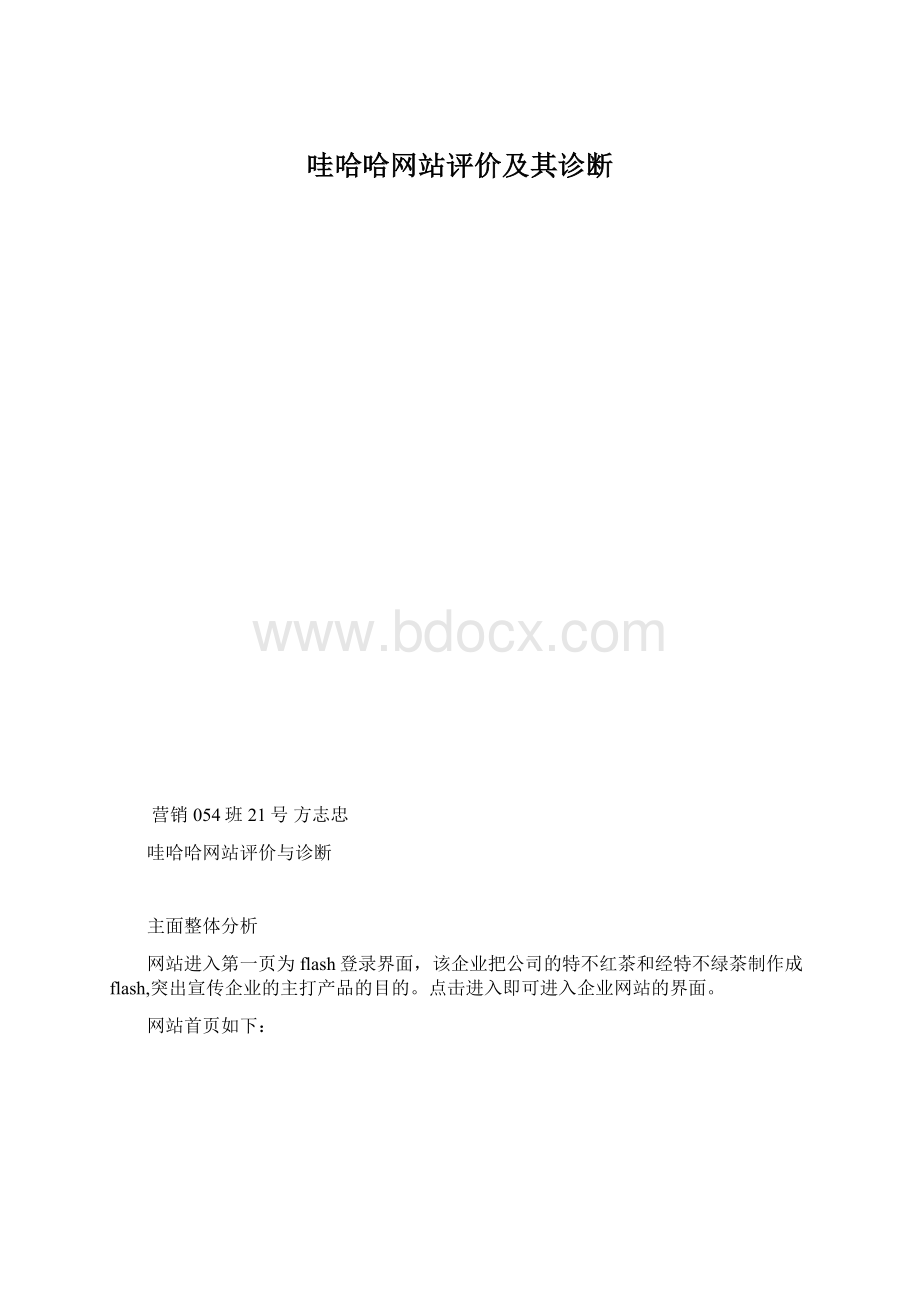 哇哈哈网站评价及其诊断.docx_第1页