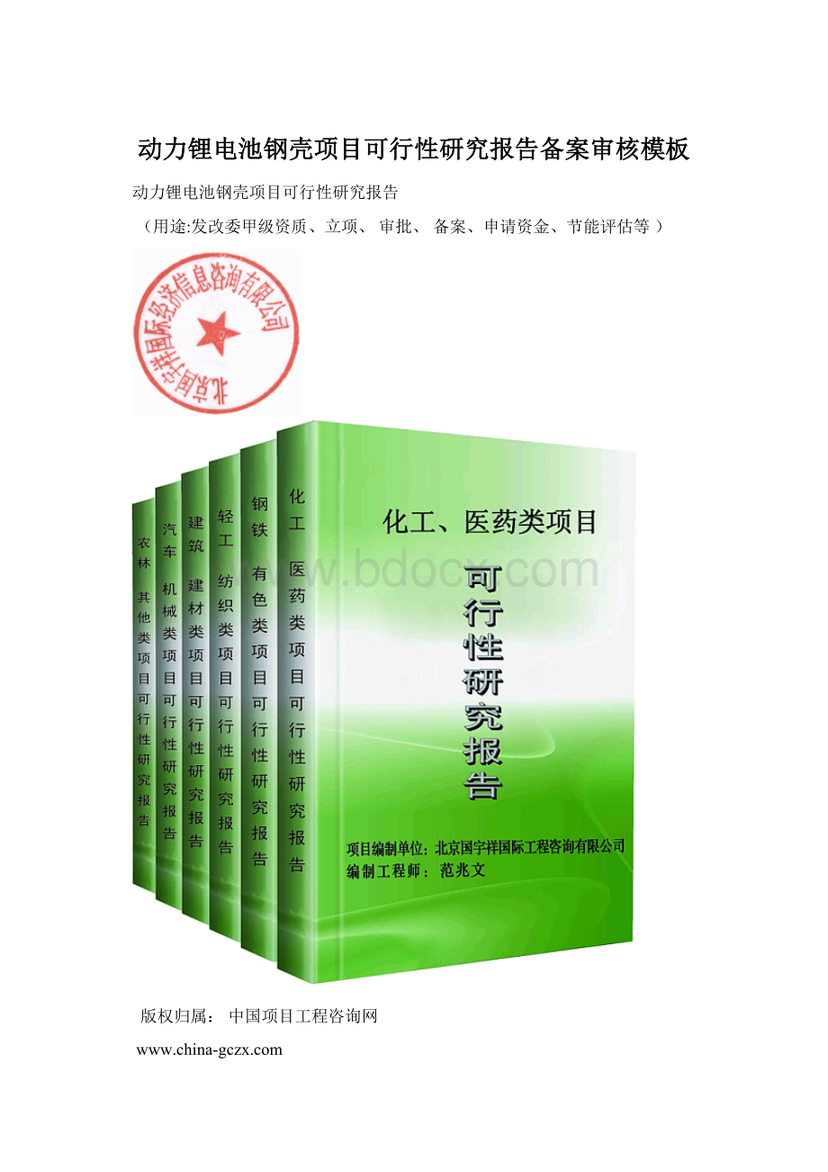 动力锂电池钢壳项目可行性研究报告备案审核模板Word文档格式.docx_第1页