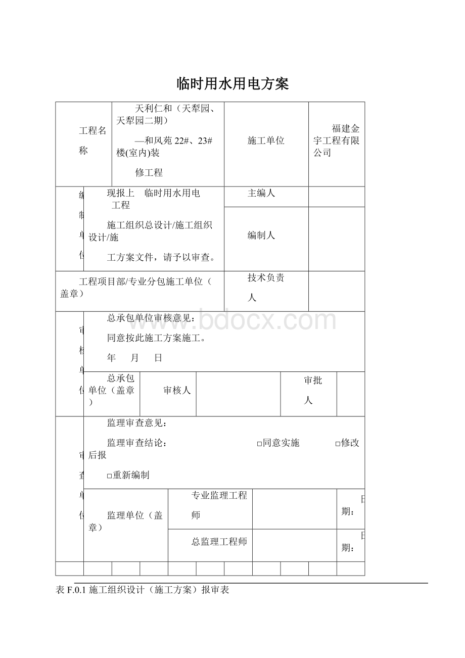 临时用水用电方案Word下载.docx