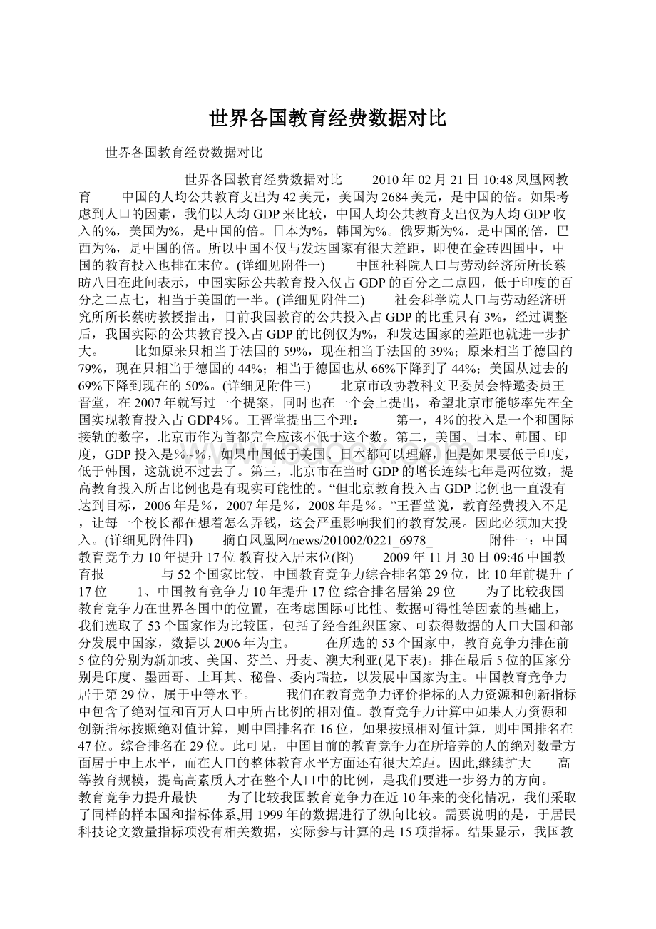 世界各国教育经费数据对比Word格式文档下载.docx_第1页