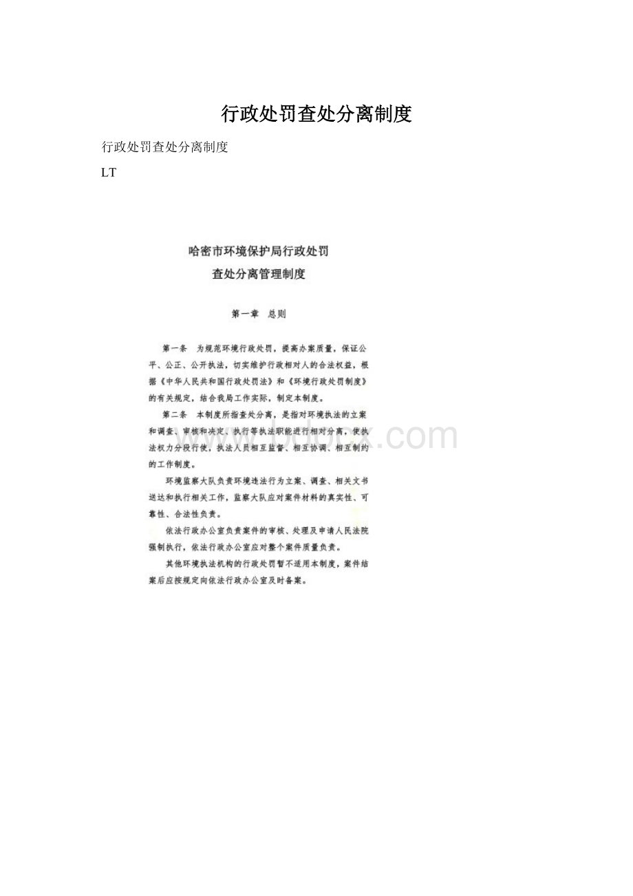 行政处罚查处分离制度Word文档格式.docx