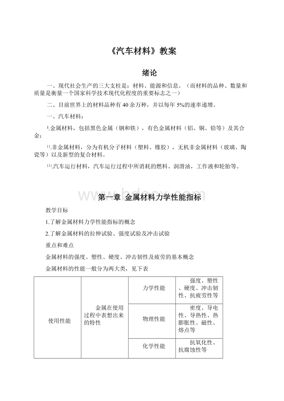 《汽车材料》教案Word格式.docx