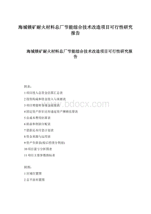 海城镁矿耐火材料总厂节能综合技术改造项目可行性研究报告.docx