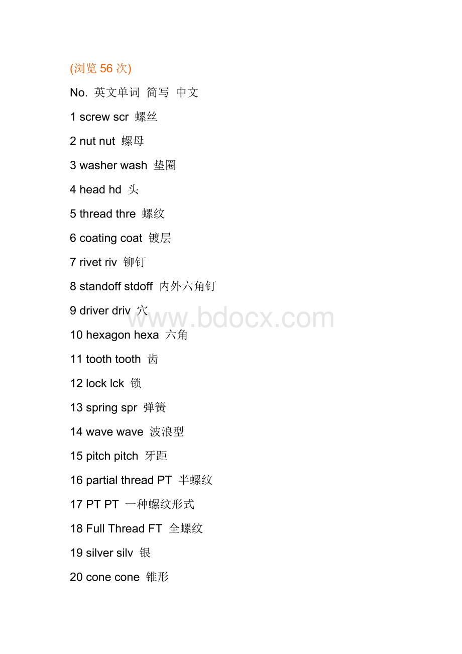 关于螺丝的中英文对照Word格式文档下载.doc