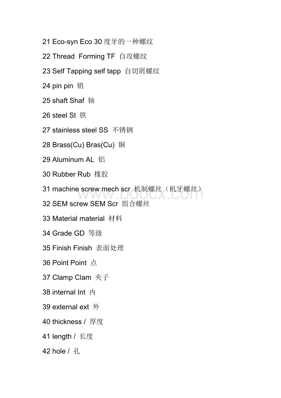 关于螺丝的中英文对照Word格式文档下载.doc_第2页