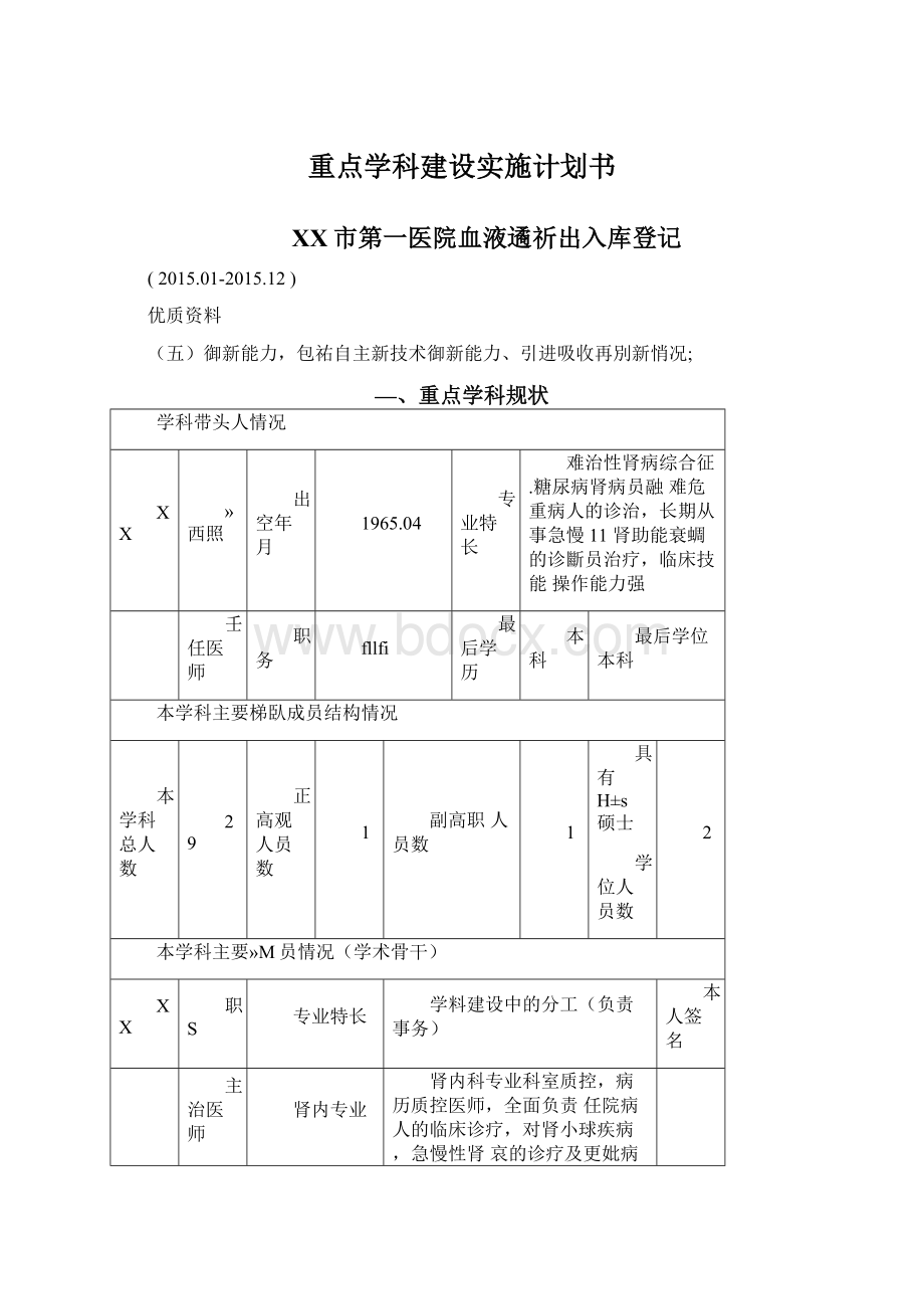 重点学科建设实施计划书Word文件下载.docx