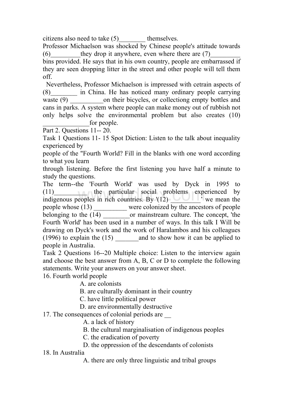 中央电大2003-2004第一学期“开放本科”期末英语专业高级时事英语试题及参考答案.doc_第2页