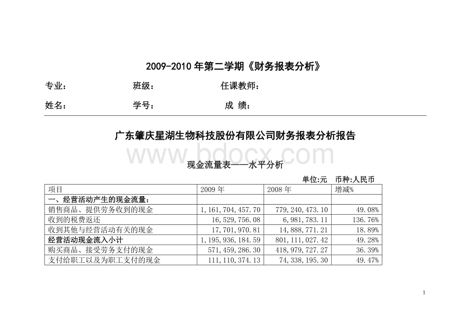 星湖公司现金流量表分析.doc_第1页