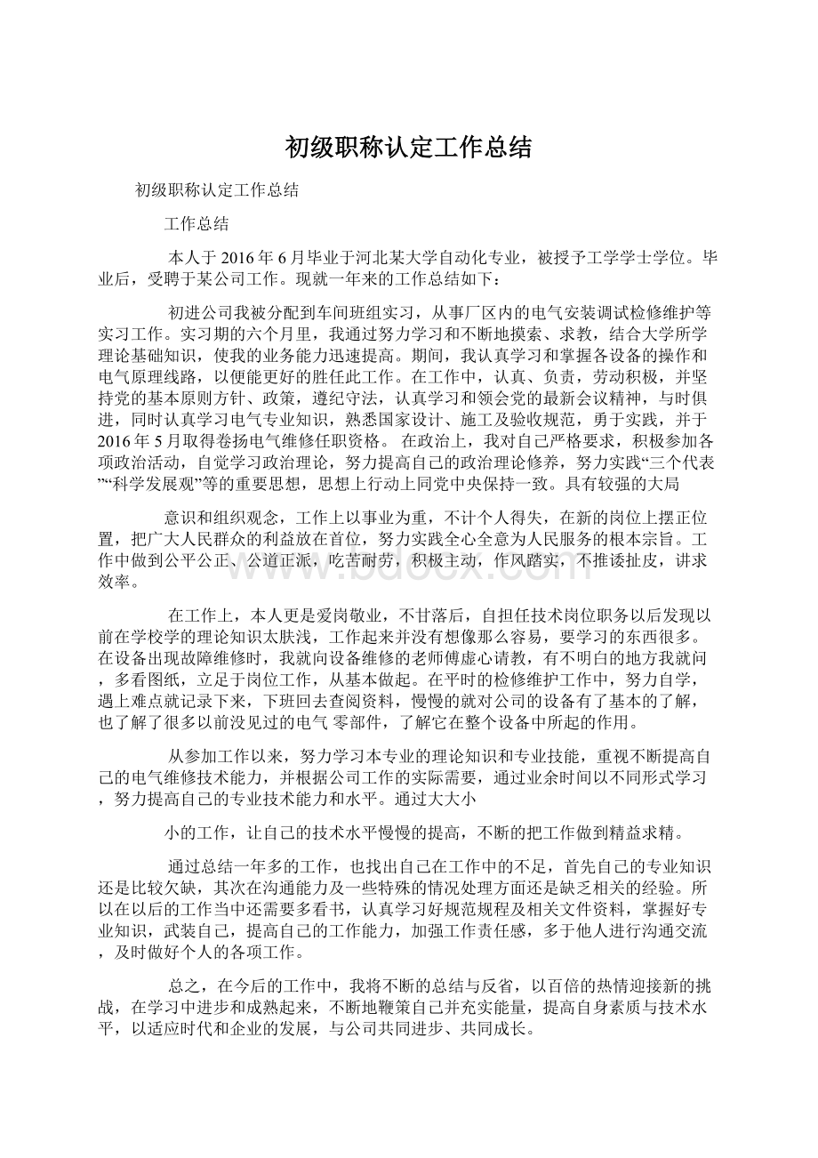 初级职称认定工作总结.docx