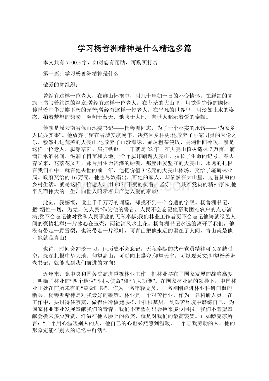 学习杨善洲精神是什么精选多篇Word文档格式.docx