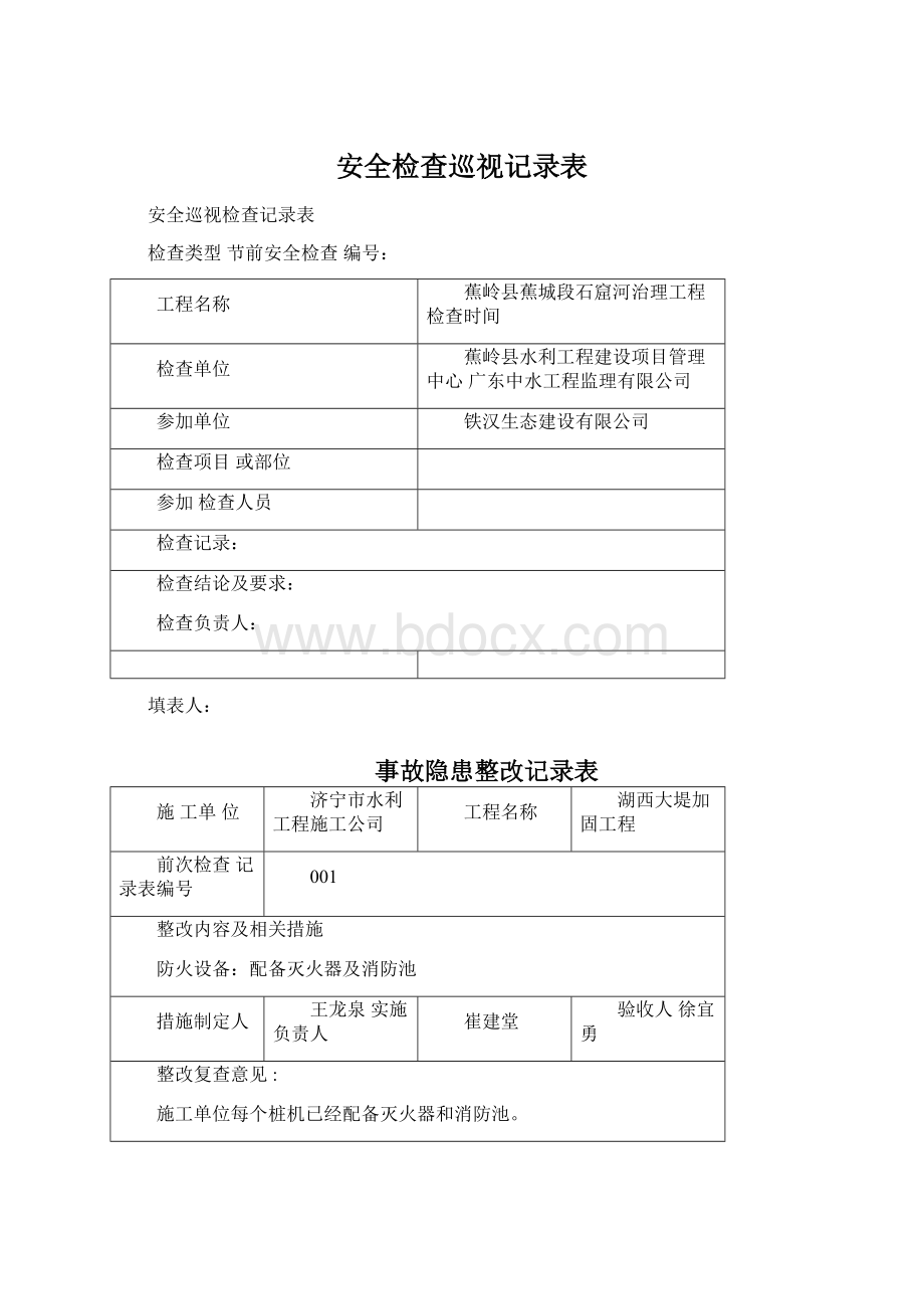 安全检查巡视记录表文档格式.docx_第1页