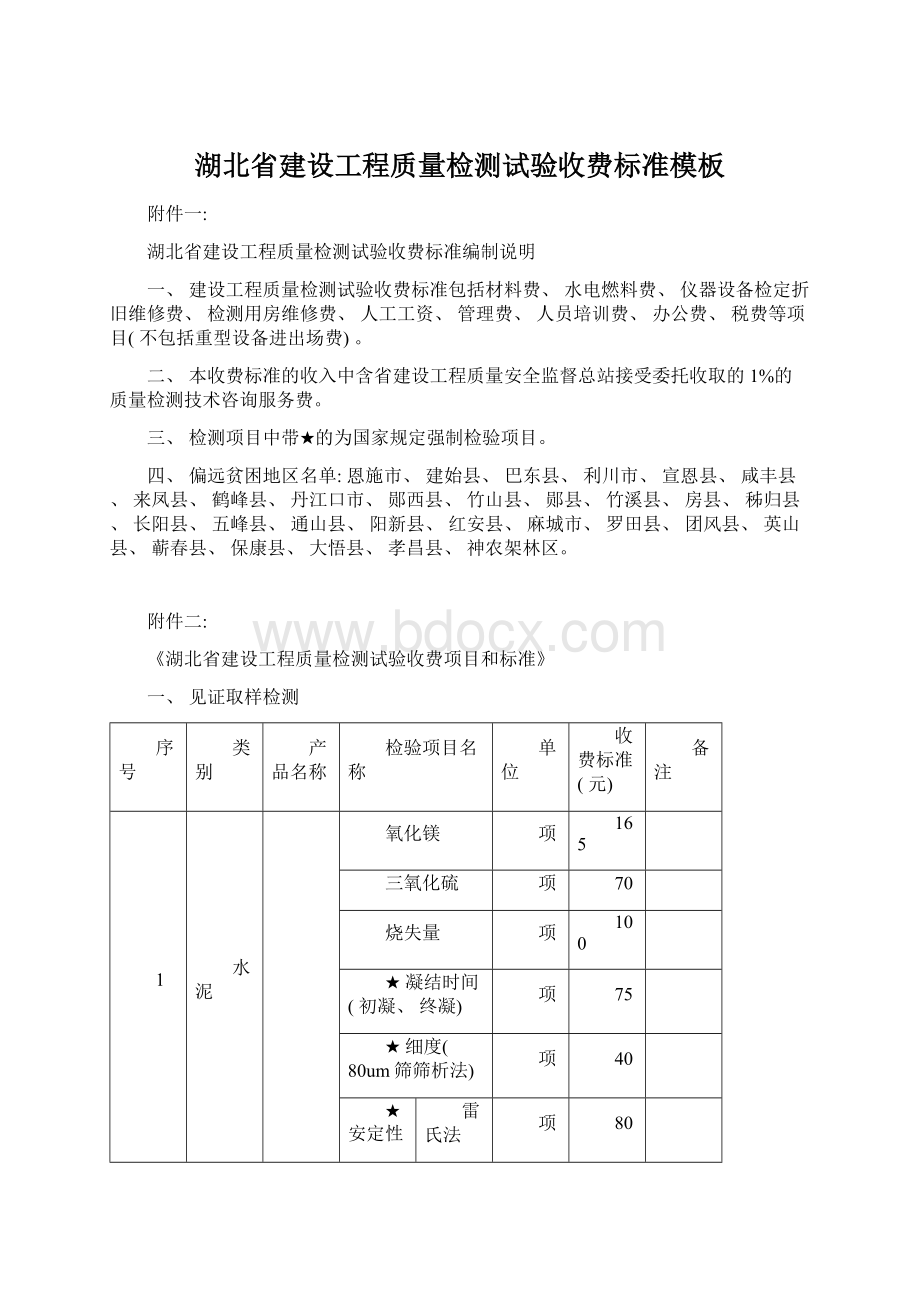 湖北省建设工程质量检测试验收费标准模板.docx_第1页