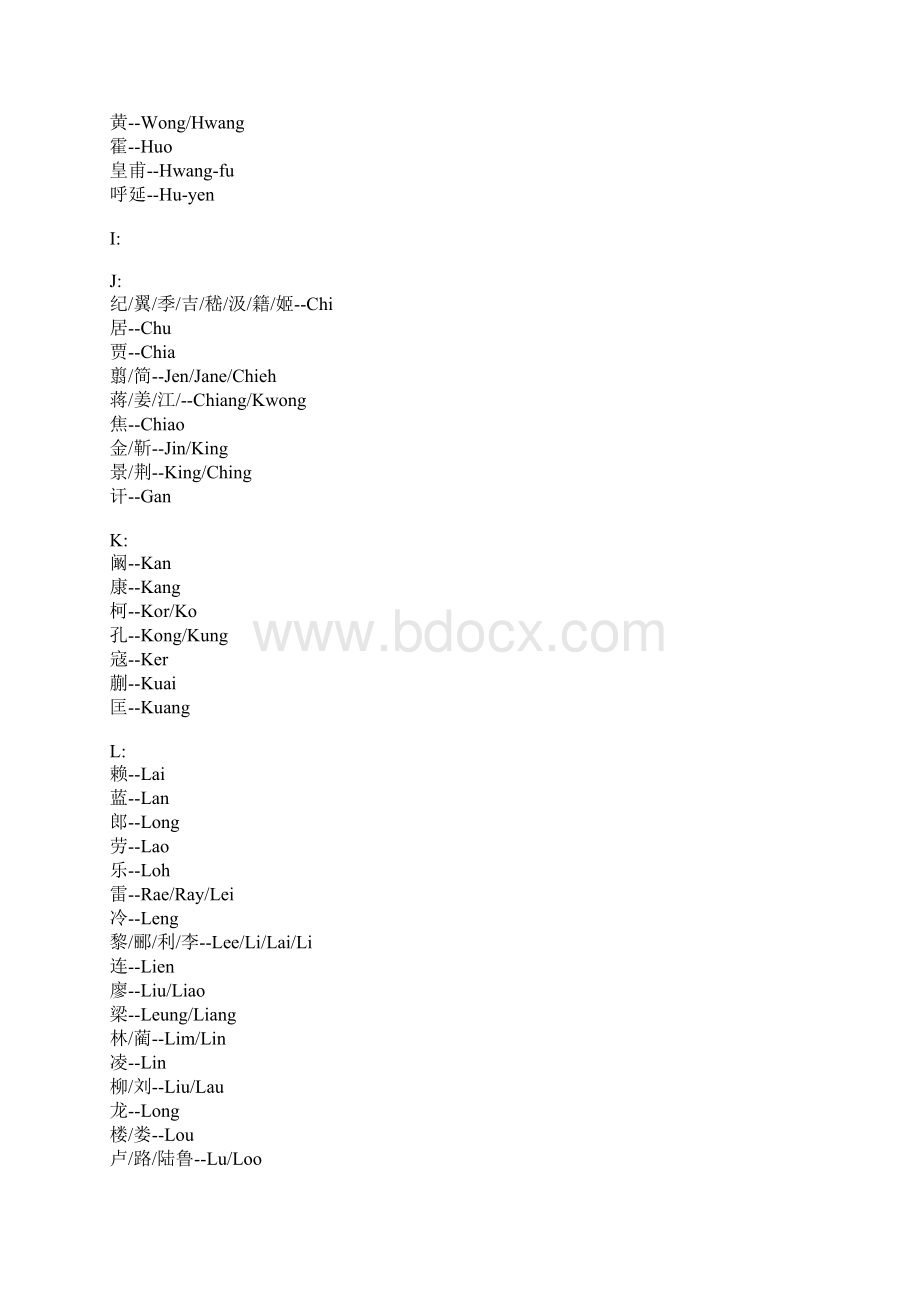 中国姓氏英文翻译大全Word格式文档下载.docx_第3页
