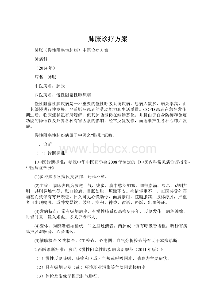 肺胀诊疗方案Word文档格式.docx