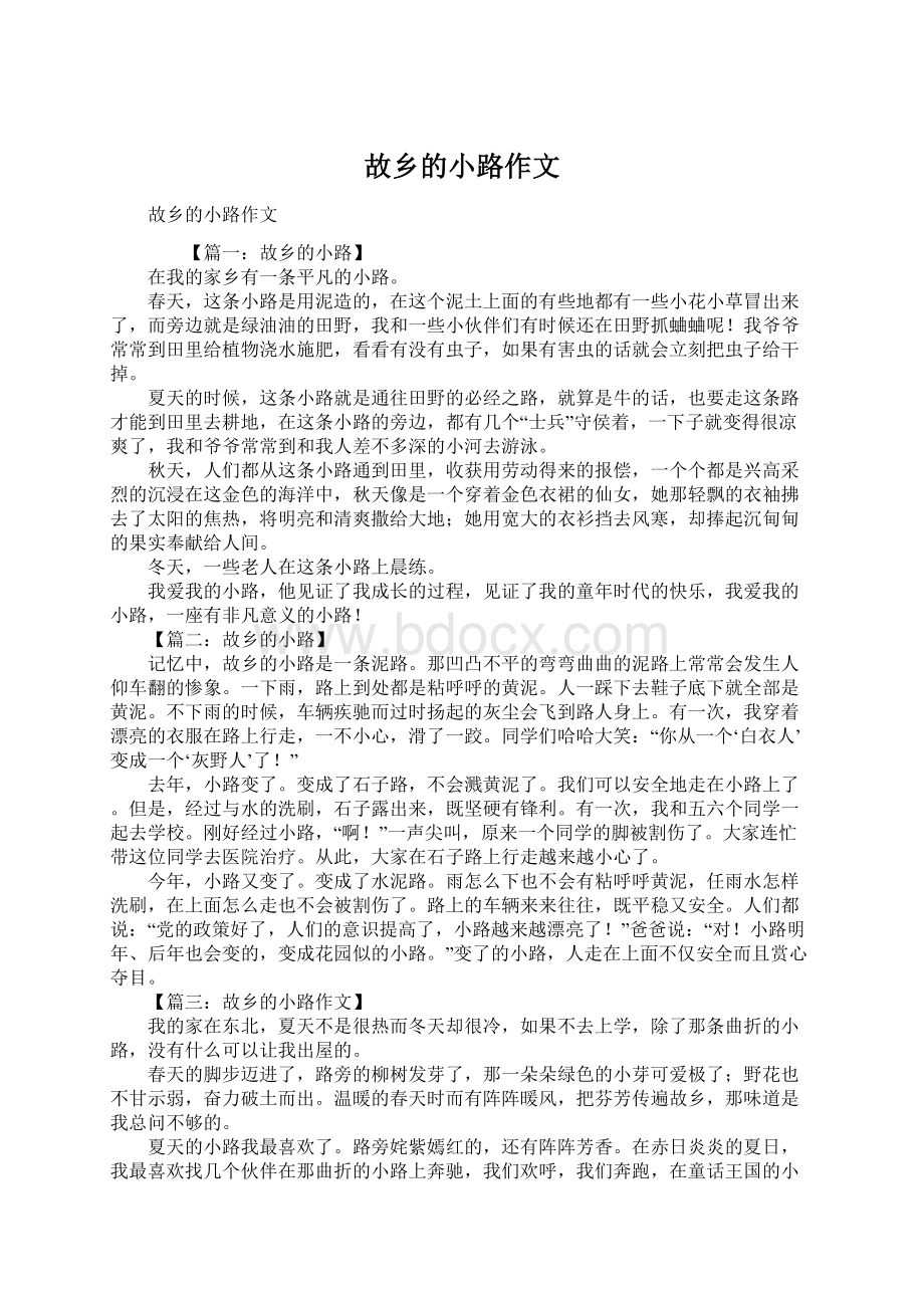 故乡的小路作文Word文件下载.docx