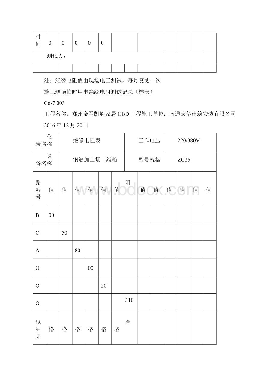 施工现场临时用电绝缘电阻测试记录.docx_第3页