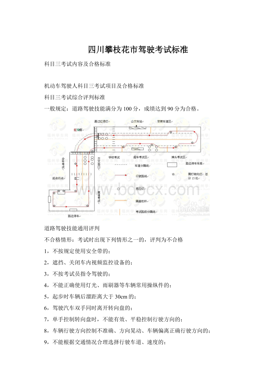 四川攀枝花市驾驶考试标准Word格式.docx