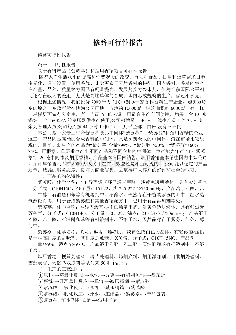 修路可行性报告Word格式文档下载.docx