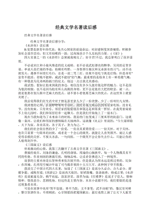 经典文学名著读后感Word文档格式.docx