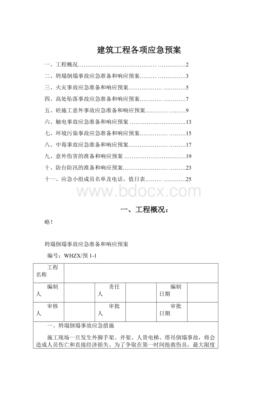 建筑工程各项应急预案.docx_第1页