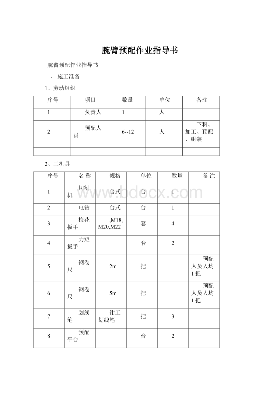 腕臂预配作业指导书Word下载.docx