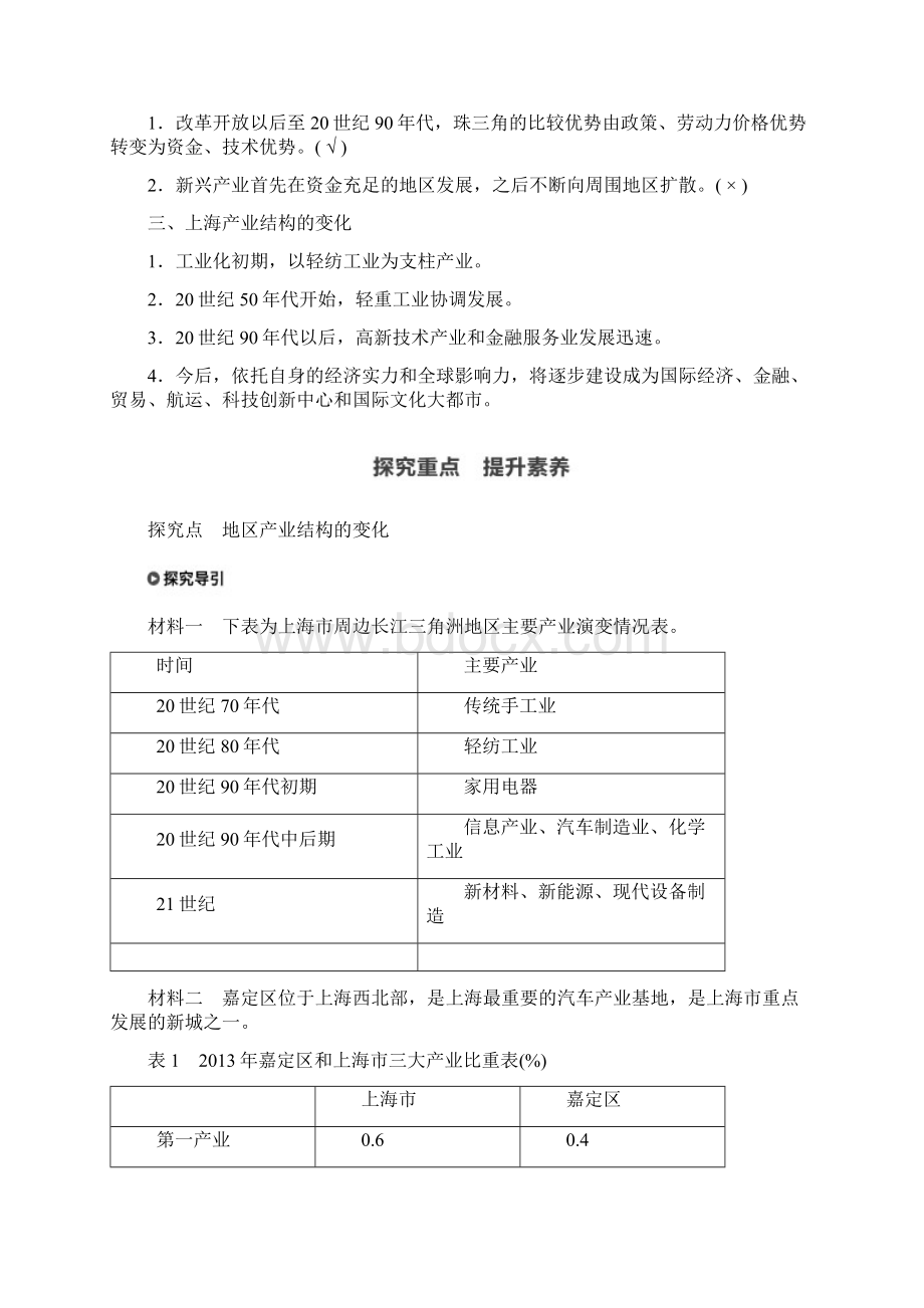 人教版地理选择性必修二第三章 第二节 地区产业结构变化文档格式.docx_第2页