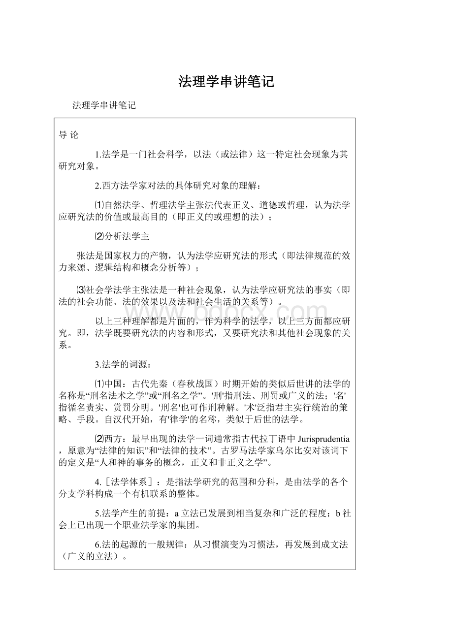 法理学串讲笔记Word文档下载推荐.docx