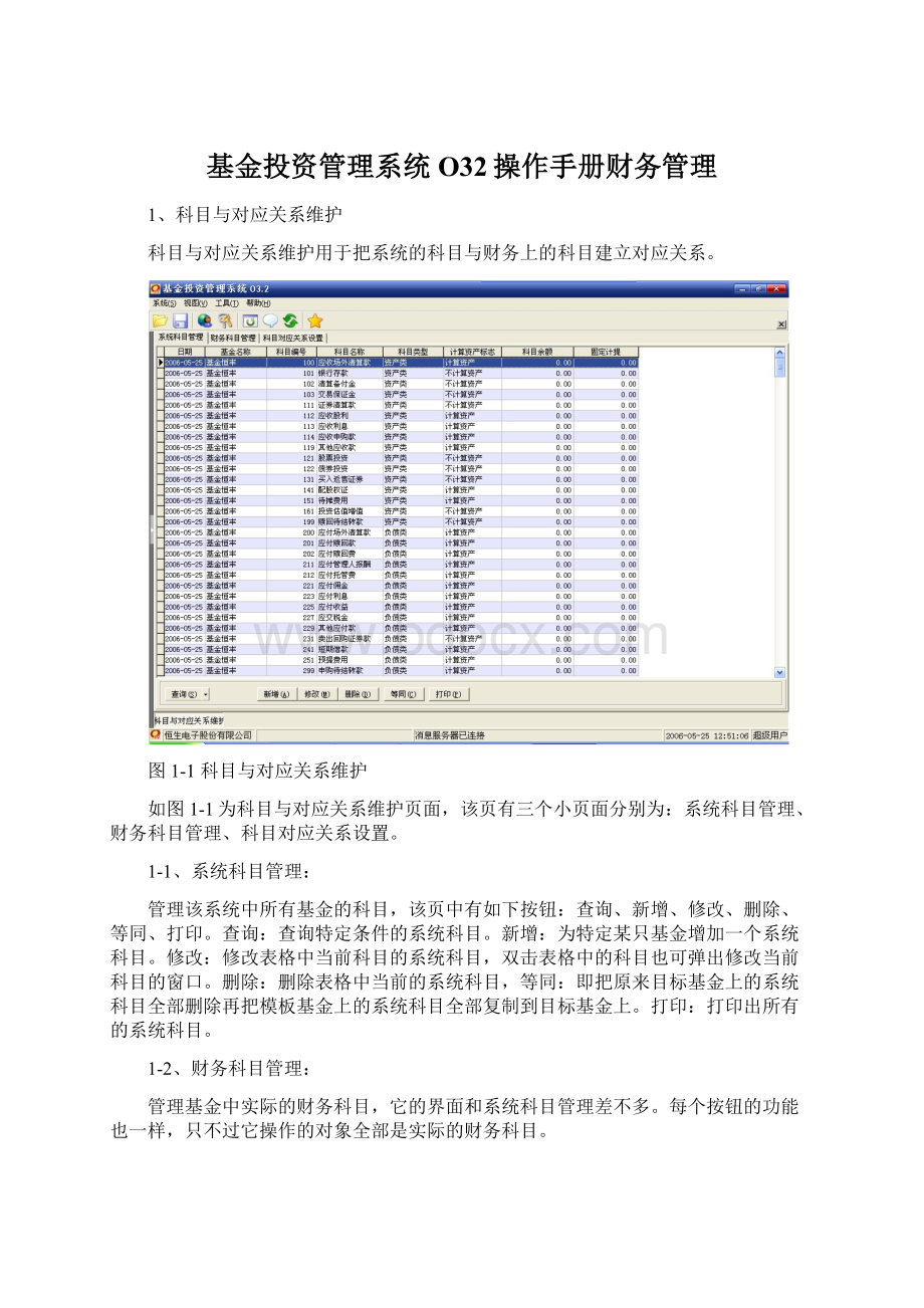 基金投资管理系统O32操作手册财务管理Word格式.docx