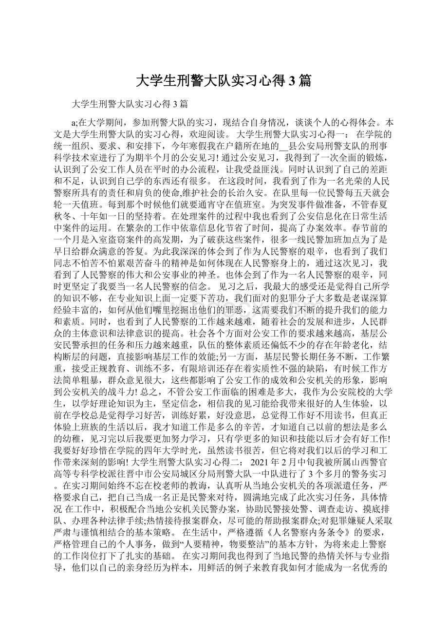 大学生刑警大队实习心得3篇.docx_第1页