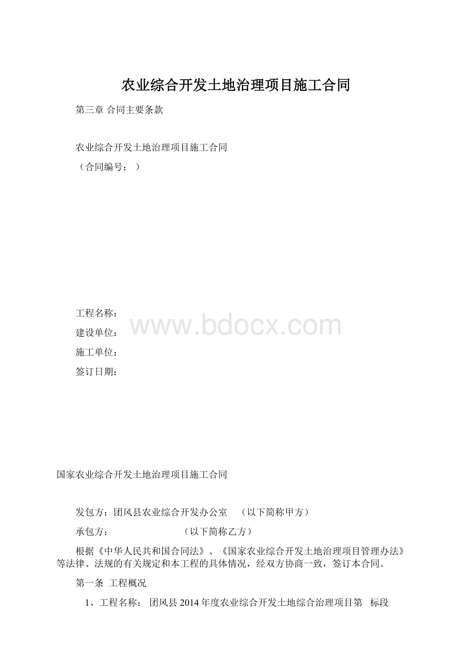 农业综合开发土地治理项目施工合同.docx