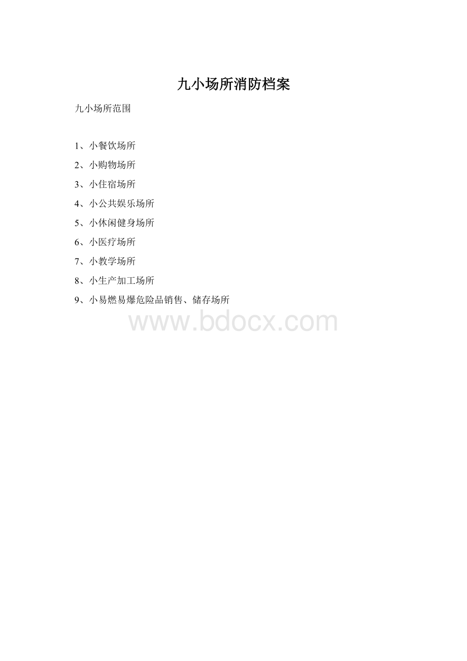 九小场所消防档案Word格式.docx