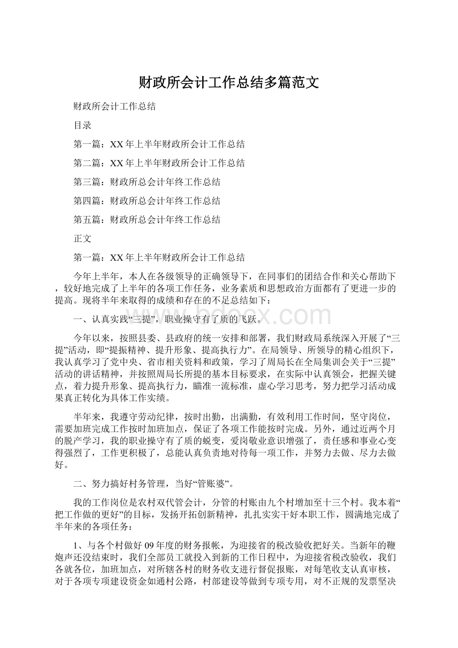 财政所会计工作总结多篇范文Word格式.docx_第1页