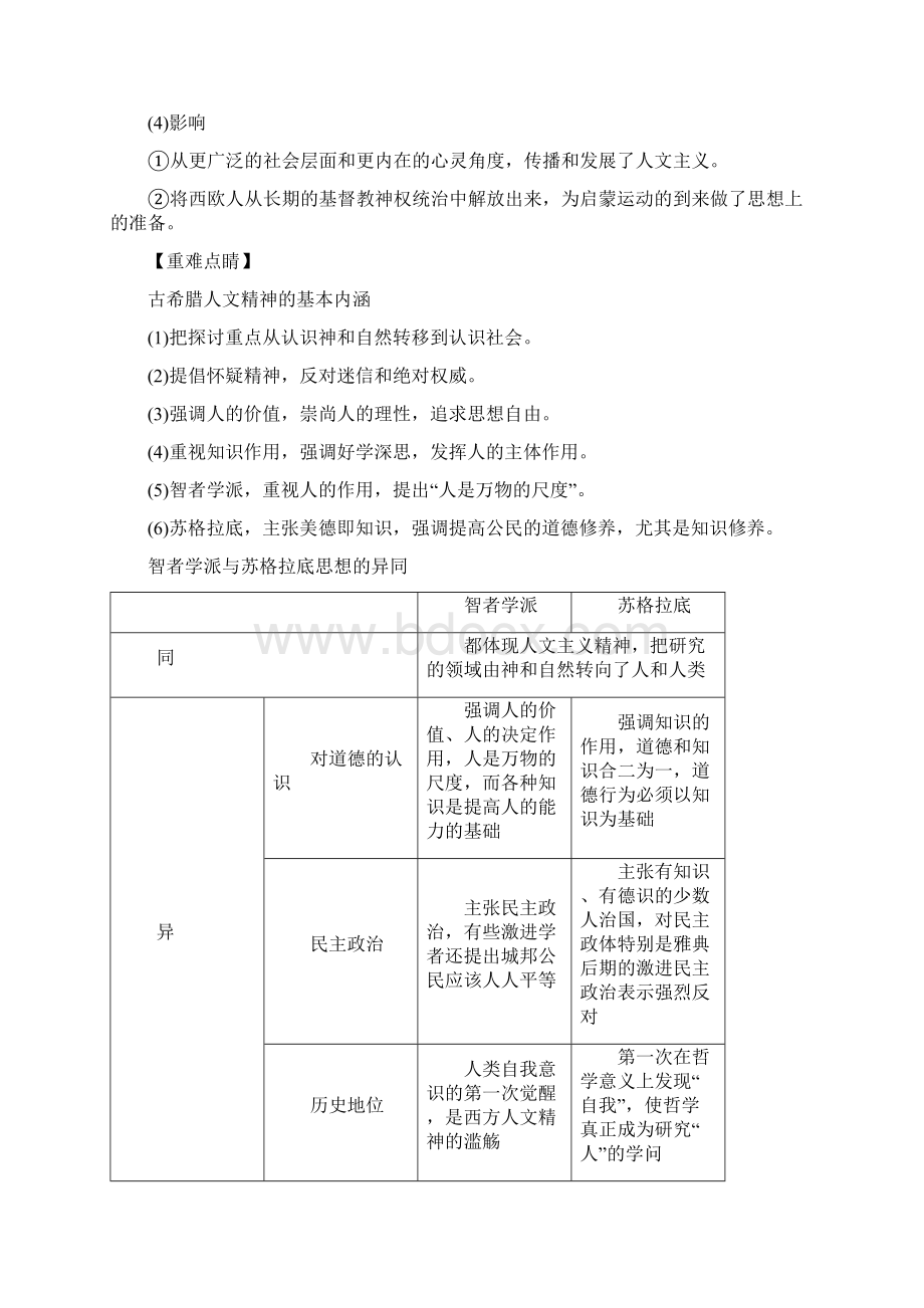 届一轮复习人教版专题29西方人文主义思想的起源及文艺复兴宗教改革学案文档格式.docx_第3页