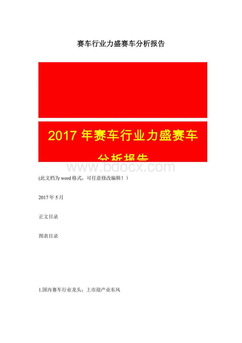 赛车行业力盛赛车分析报告.docx