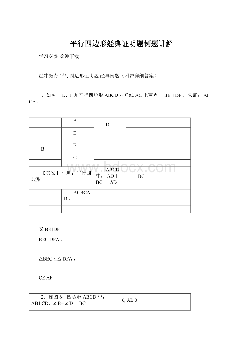 平行四边形经典证明题例题讲解.docx_第1页