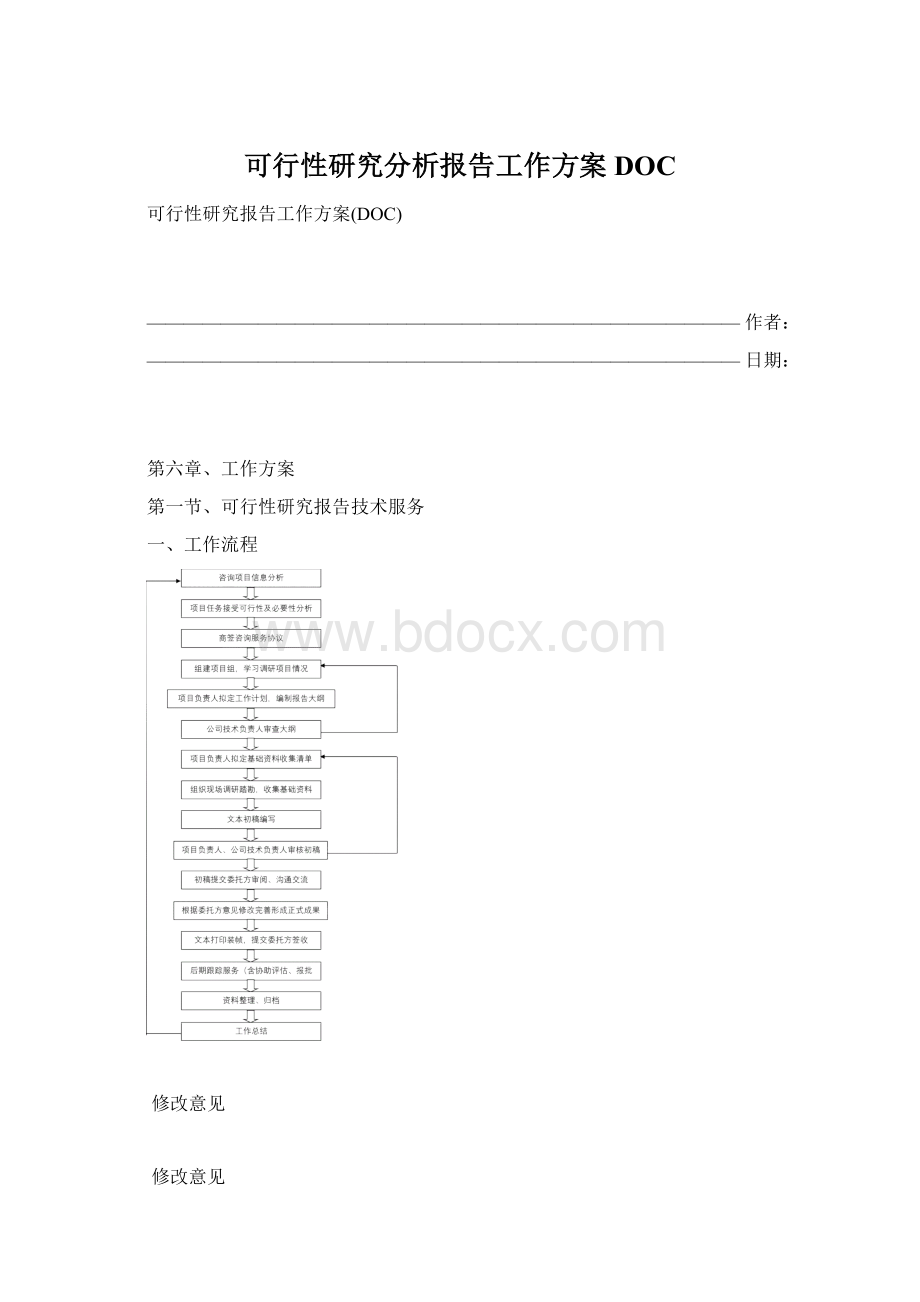 可行性研究分析报告工作方案DOC.docx