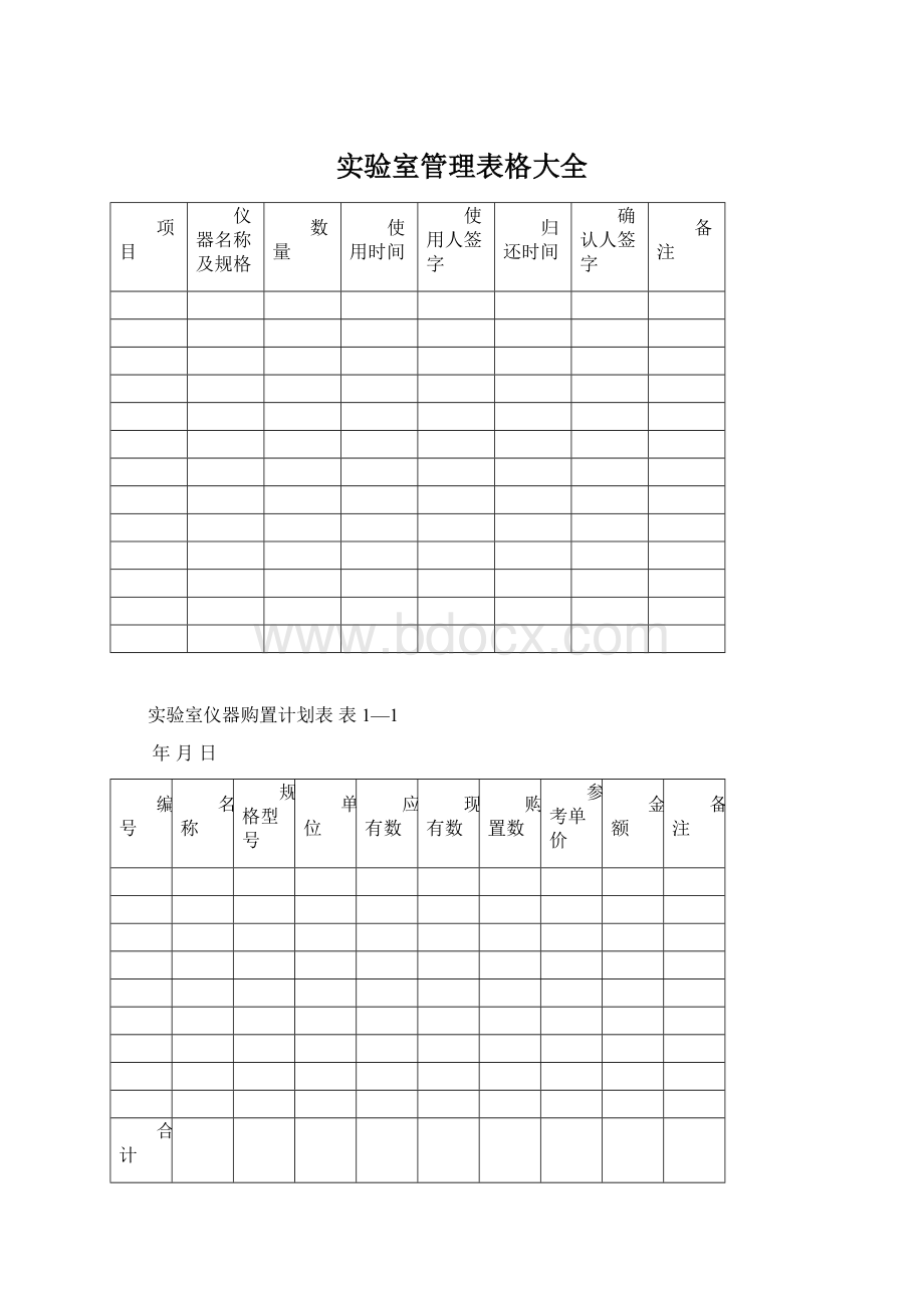 实验室管理表格大全.docx