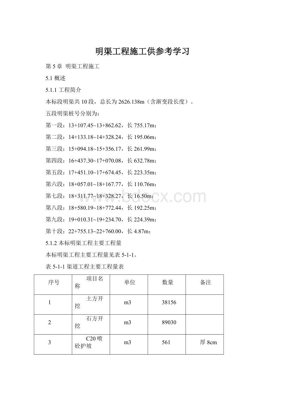 明渠工程施工供参考学习.docx