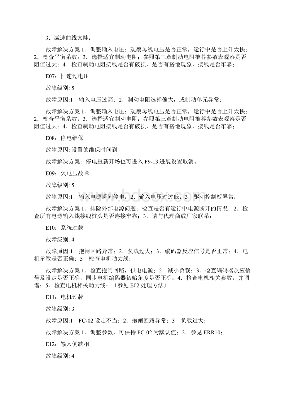 默纳克故障代码及处理方案.docx_第3页