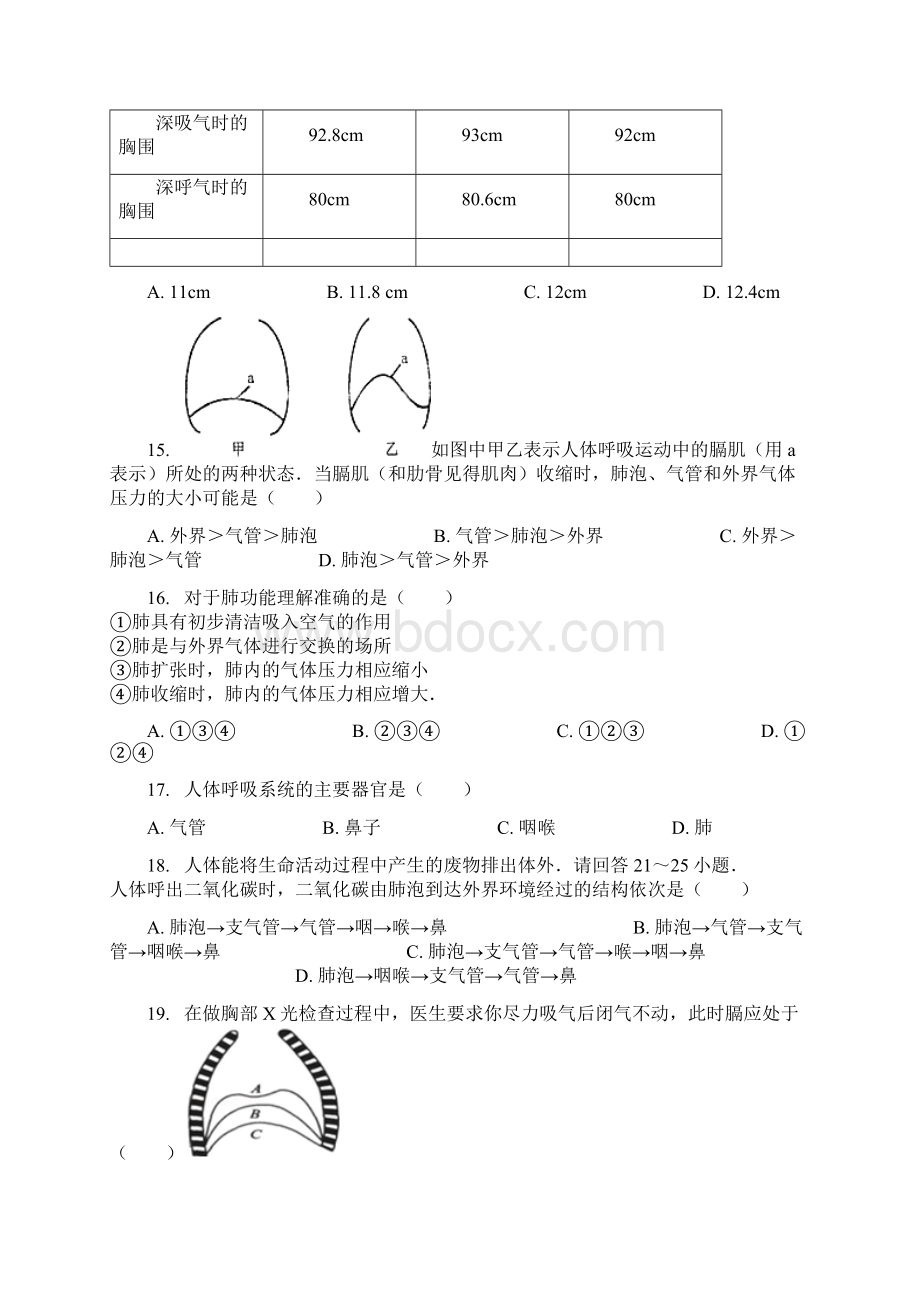 七年级生物下册431呼吸道对空气的处理同步练习新版新人教版.docx_第3页