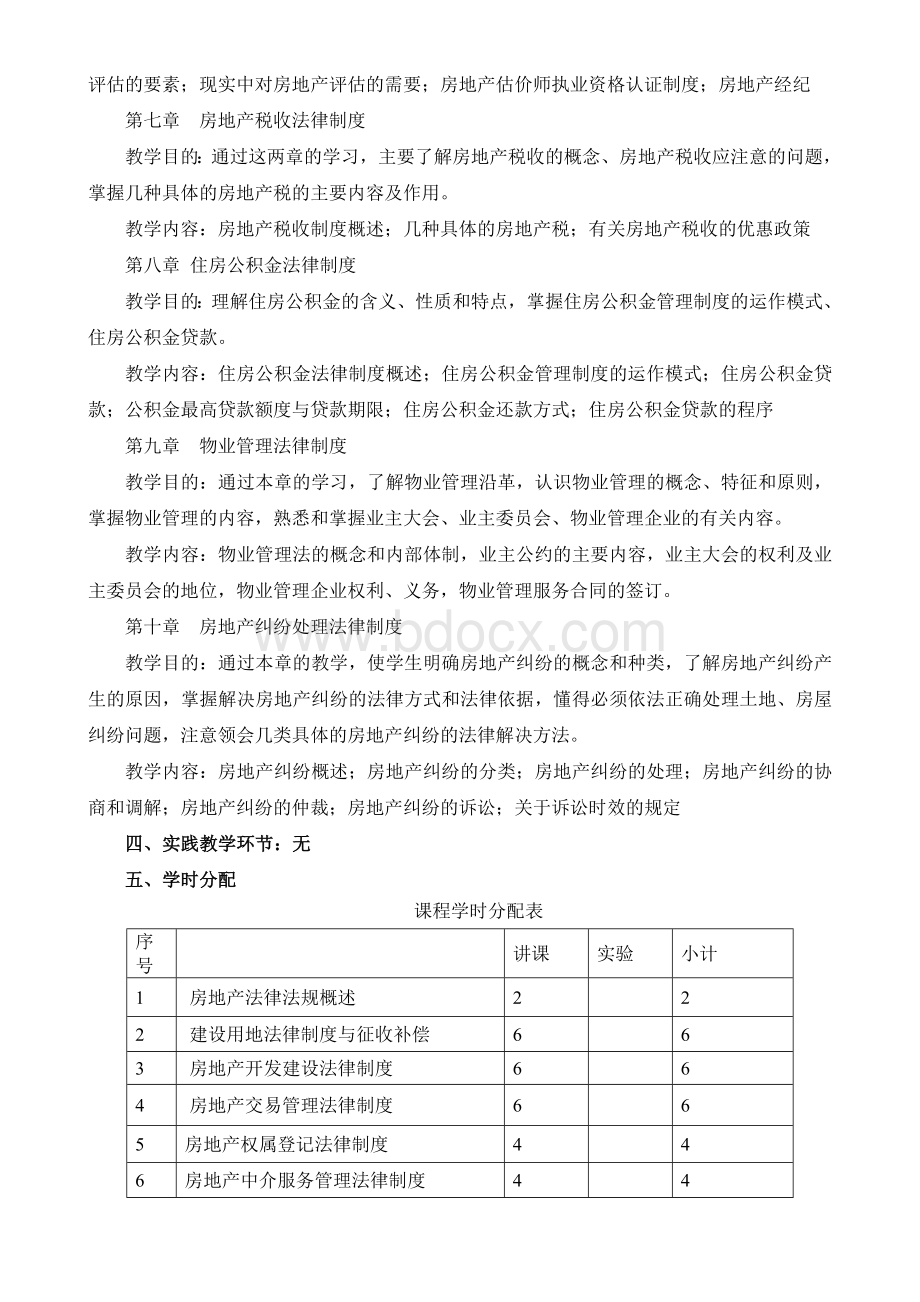 《房地产基本制度与政策》理论教学大纲Word文档格式.doc_第3页