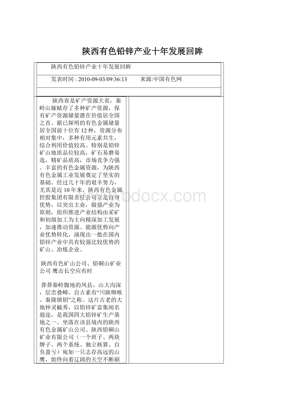 陕西有色铅锌产业十年发展回眸.docx_第1页
