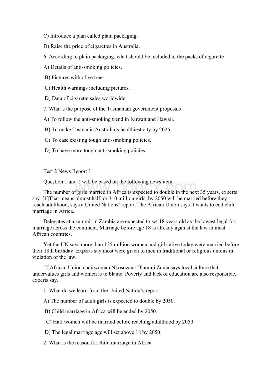级新闻听力Test16原文问题选项及答案.docx_第3页