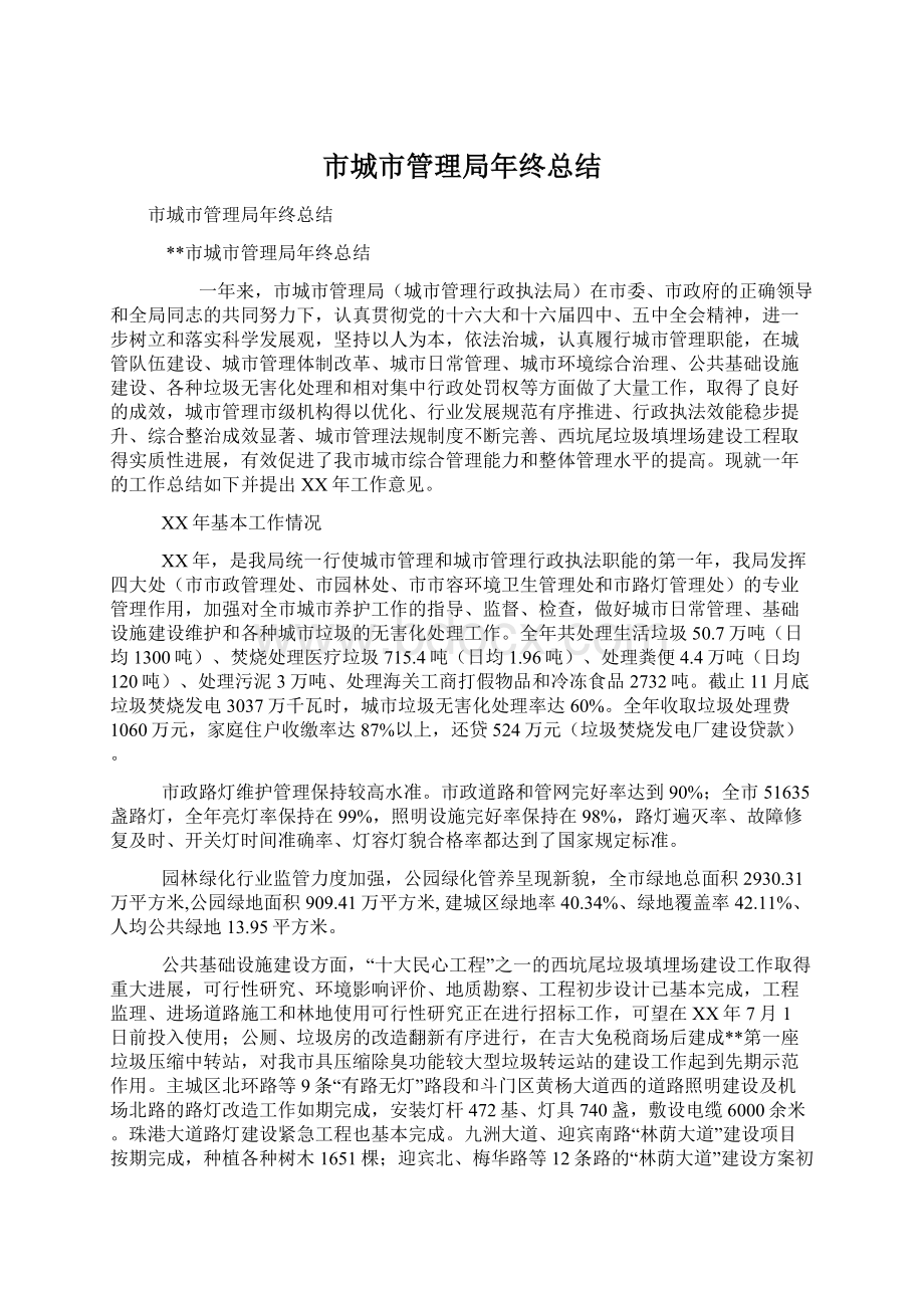 市城市管理局年终总结Word文档下载推荐.docx