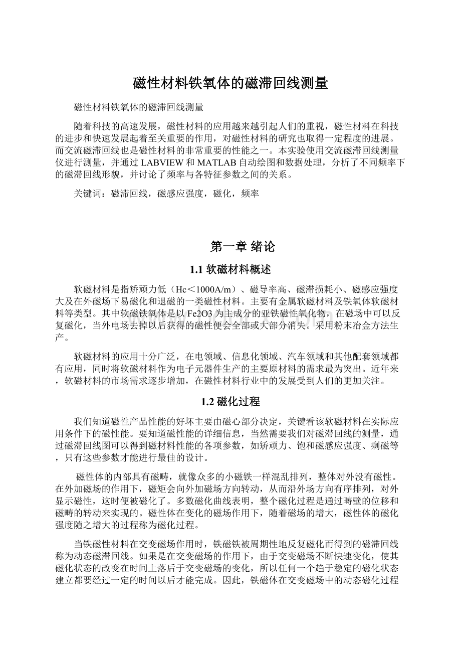 磁性材料铁氧体的磁滞回线测量.docx