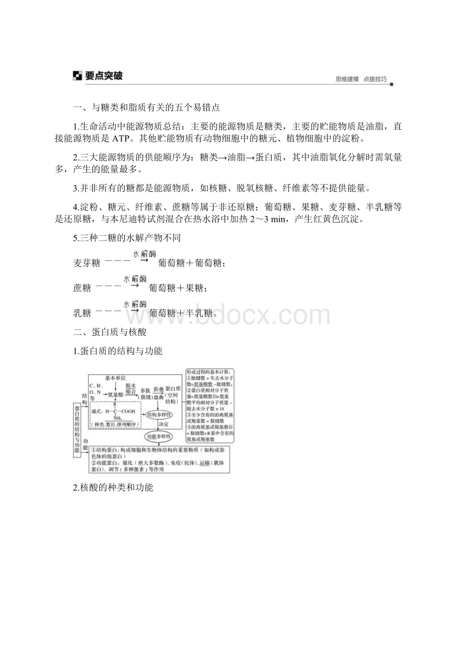 高考生物大二轮复习 专题一 细胞的分子组成和基本结构 考点1 细胞的分子组成练习Word文件下载.docx_第3页