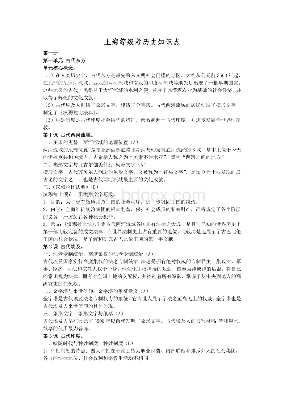 上海等级考历史知识点文档格式.doc