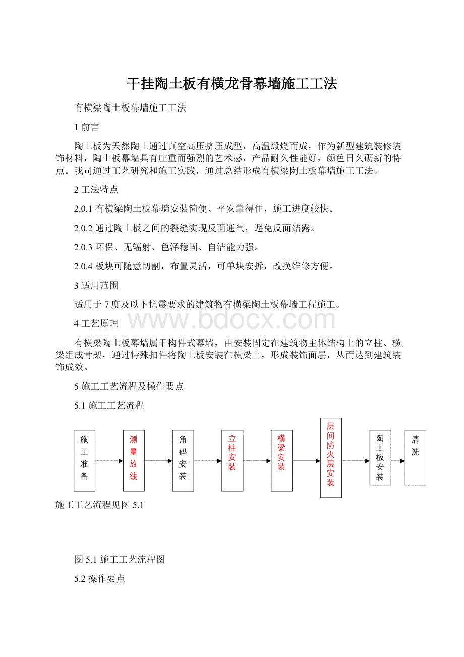 干挂陶土板有横龙骨幕墙施工工法.docx_第1页